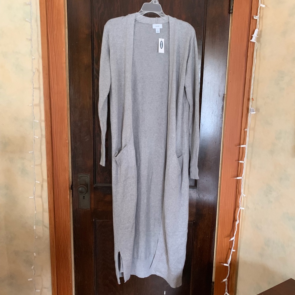 knit gray cardigan